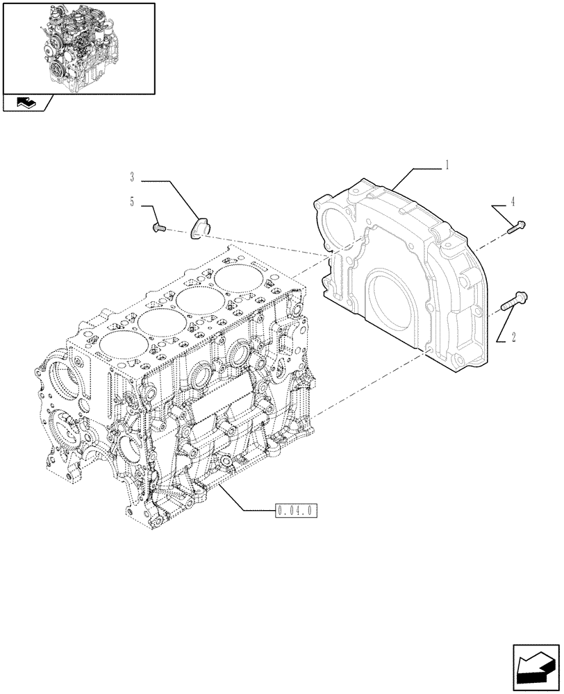 Схема запчастей Case IH FARMALL 60 - (0.04.3[02]) - FLYWHEEL CASE (01) - ENGINE