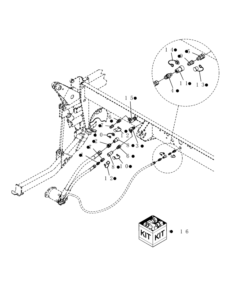 Схема запчастей Case IH DHX211 - (3.07) - HYDRAULIC ADAPTION, MOTOR HOSES, WDX901/1101/1701 (07) - HYDRAULICS