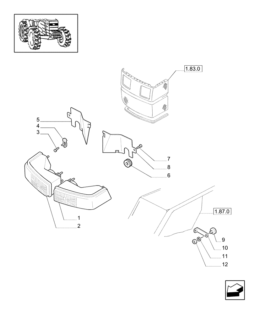 Схема запчастей Case IH JX70U - (1.75.6[01]) - LIGHTING COMPONENTS (06) - ELECTRICAL SYSTEMS