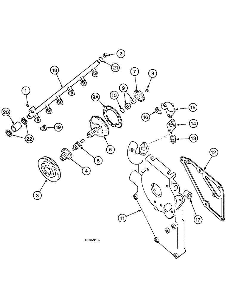 Схема запчастей Case IH D-358 - (6-094) - THERMOSTAT AND WATER PUMP 