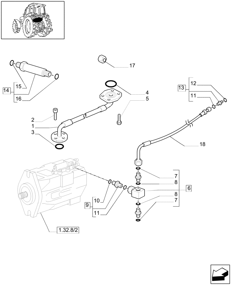 Схема запчастей Case IH MXM175 - (1.82.1/02[01]) - LIFTER, LINES (07) - HYDRAULIC SYSTEM