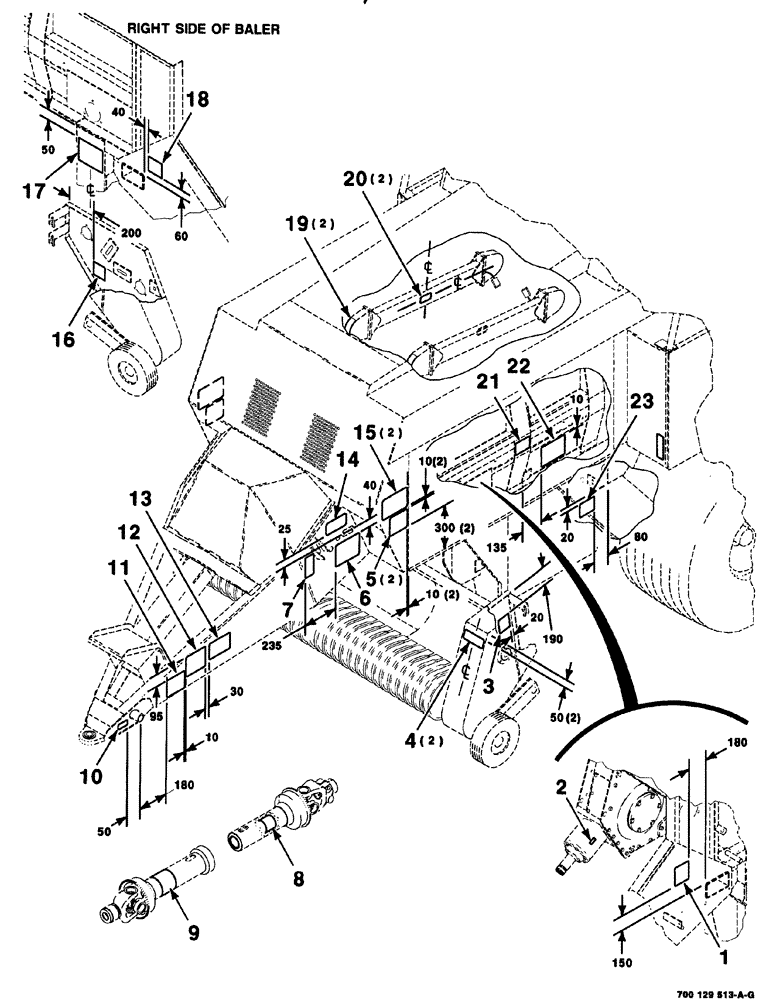 Схема запчастей Case IH 8576 - (09-004) - DECALS (OPERATIONAL) AND LOCATION DIAGRAM, S.N. CFH0113001 THRU CFH0163128 Decals & Attachments