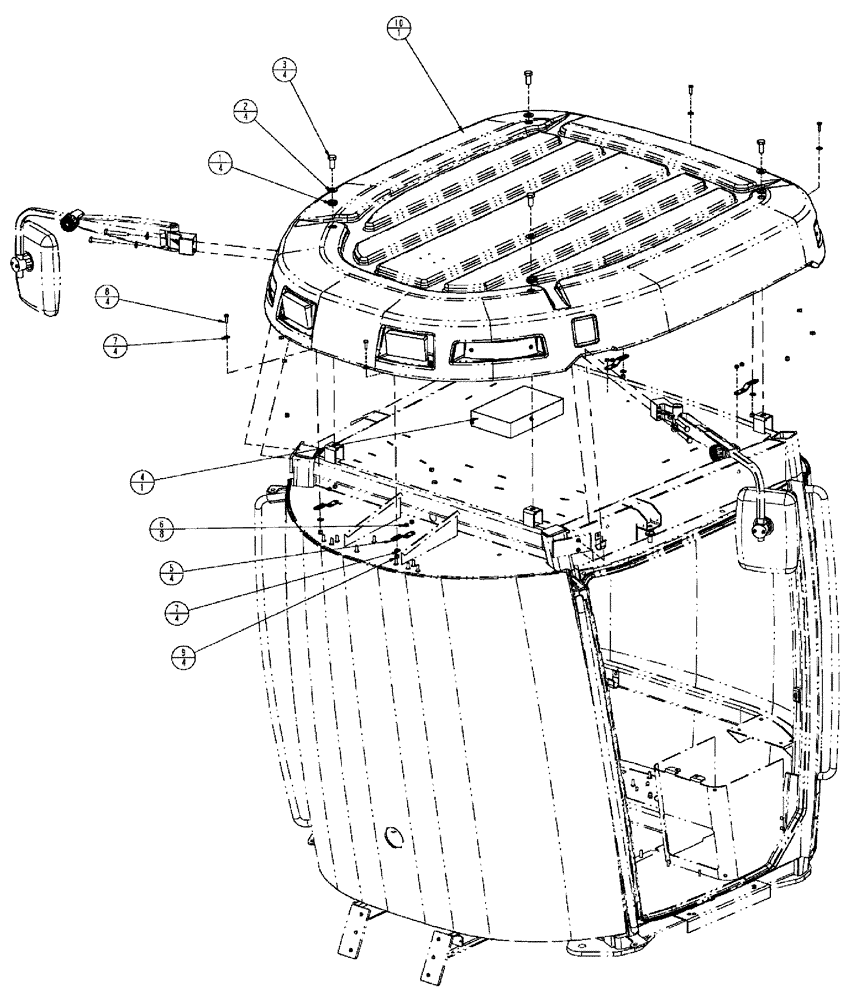 Схема запчастей Case IH TITAN 4520 - (01-003) - EXTERIOR TRIM GROUP (10) - CAB