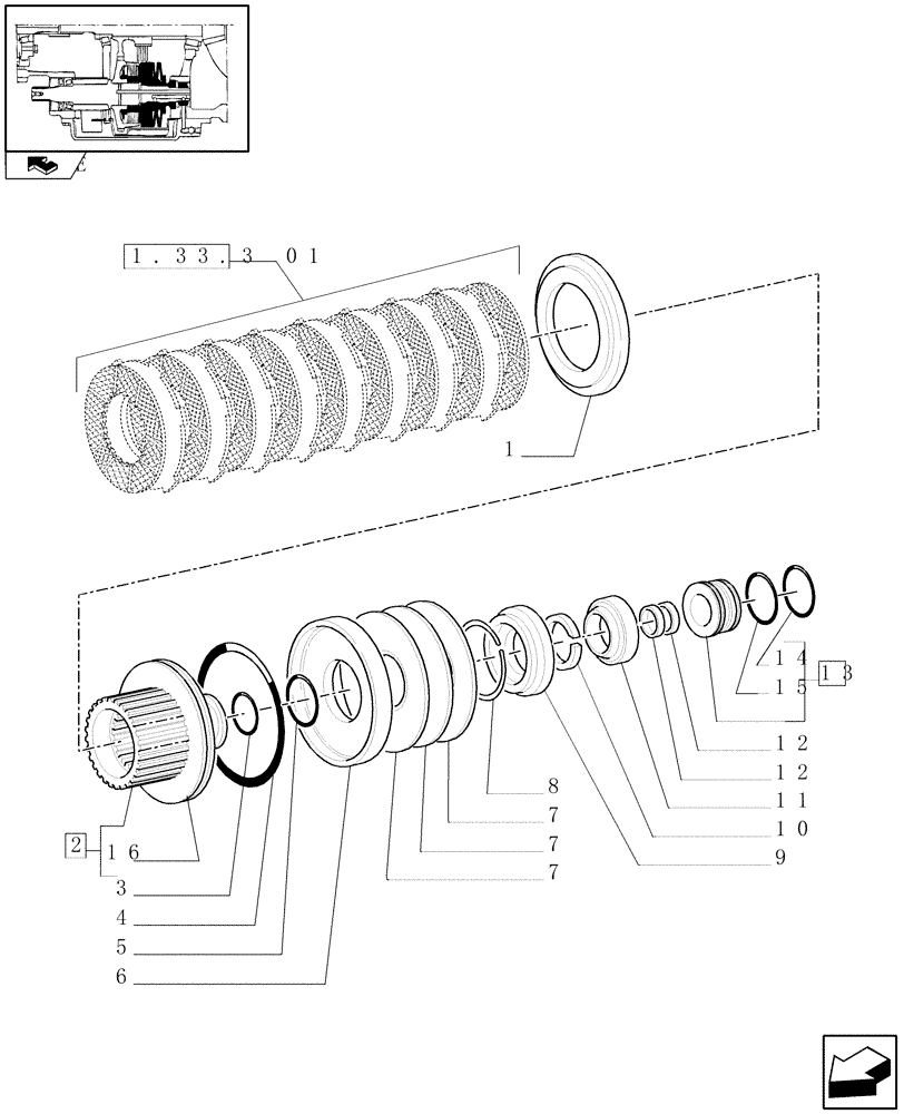 Схема запчастей Case IH PUMA 125 - (1.33.3[02]) - 4WD ENGAGEMENT CLUTCH CONTROL - SPLINED HUB AND RELATED PARTS (04) - FRONT AXLE & STEERING