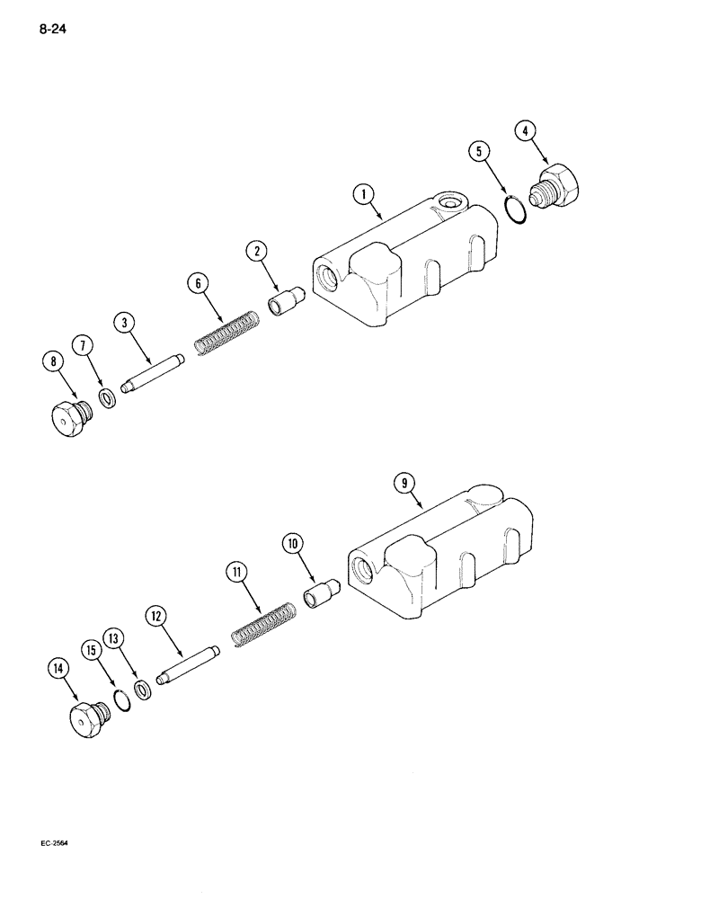 Схема запчастей Case IH 995 - (8-24) - REGULATOR VALVE ASSEMBLY (08) - HYDRAULICS