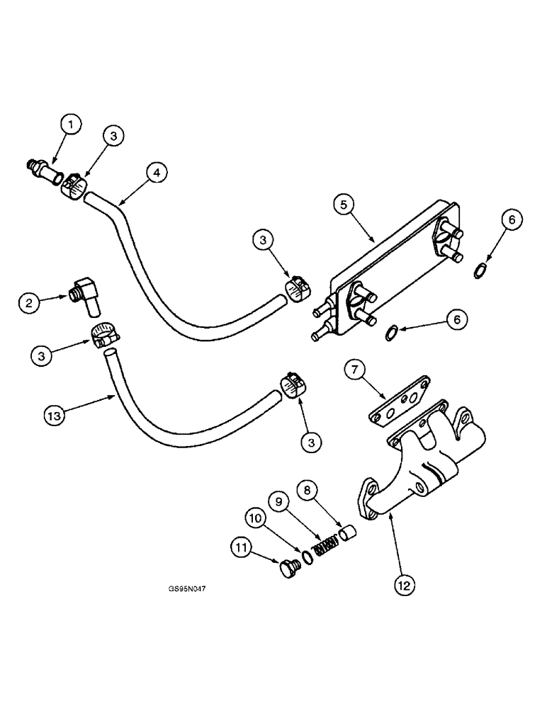 Схема запчастей Case IH D-301 - (3-46) - ENGINE OIL COOLER 