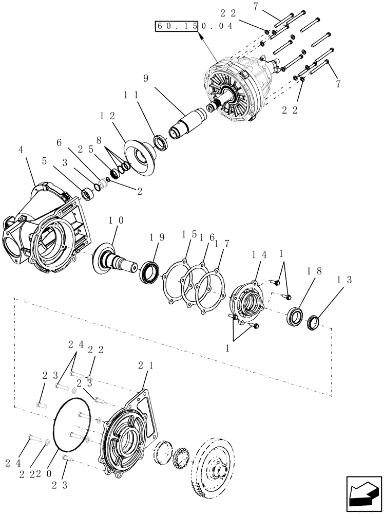 Схема запчастей Case IH 7230 - (60.150.05) - GEARBOX, HEADER/FEEDER, VARIABLE SPEED, INPUT HALF (60) - PRODUCT FEEDING