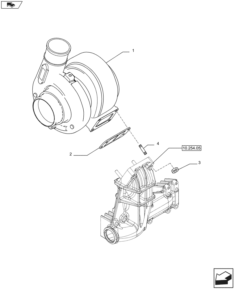 Схема запчастей Case IH F2CFE613F A011 - (10.250.02) - TURBOCHARGER & RELATED PARTS (504382715) (10) - ENGINE