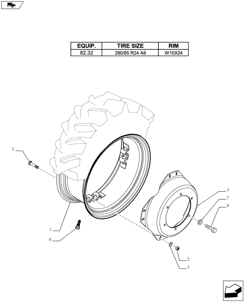 Схема запчастей Case IH FARMALL 65C - (44.511.03[04]) - FRONT WHEELS (44) - WHEELS