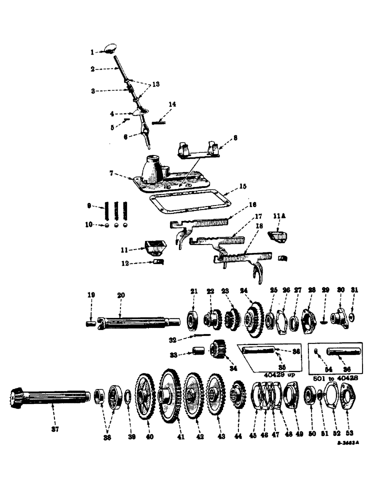 Схема запчастей Case IH FARMALL B - (086) - CHASSIS, TRANSMISSION AND GEAR SHIFTER MECHANISM (12) - CHASSIS