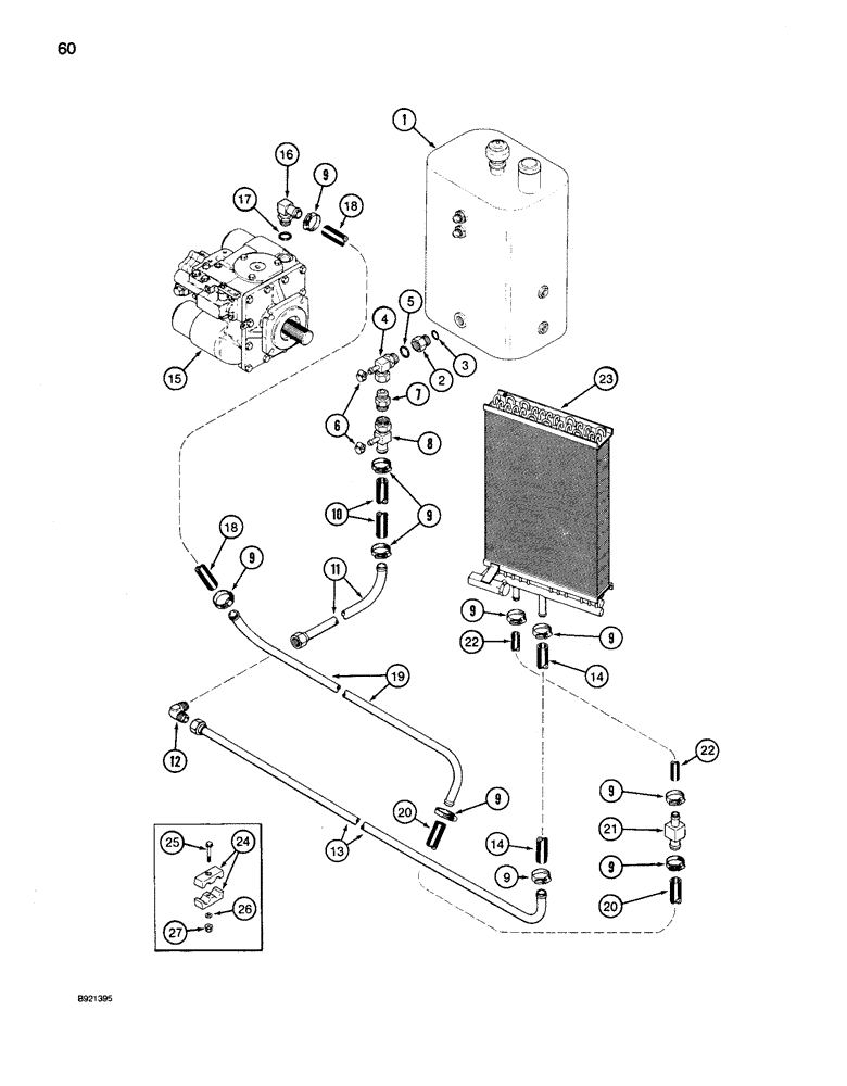 Схема запчастей Case IH 1680 - (060) - OIL COOLER SYSTEM, CORN AND GRAIN COMBINE, WITH POWER GUIDE AXLE (35) - HYDRAULIC SYSTEMS