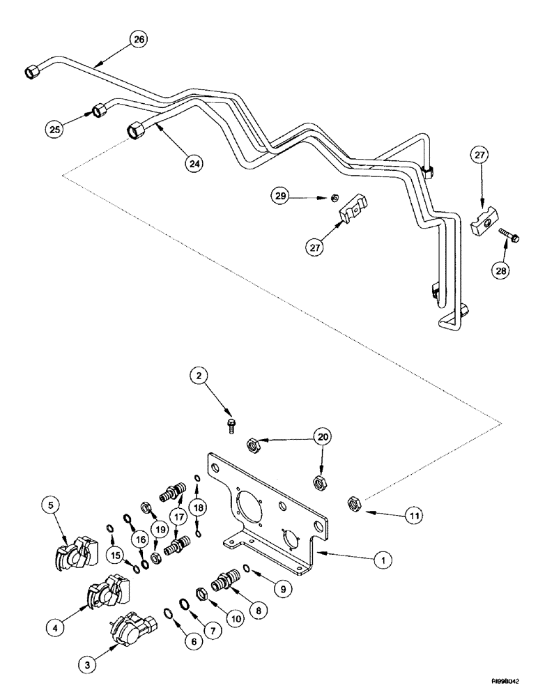 Схема запчастей Case IH MX270 - (7-042) - TRAILER BRAKE, PNEUMATIC, COUPLING, EUROPE ONLY (07) - BRAKES