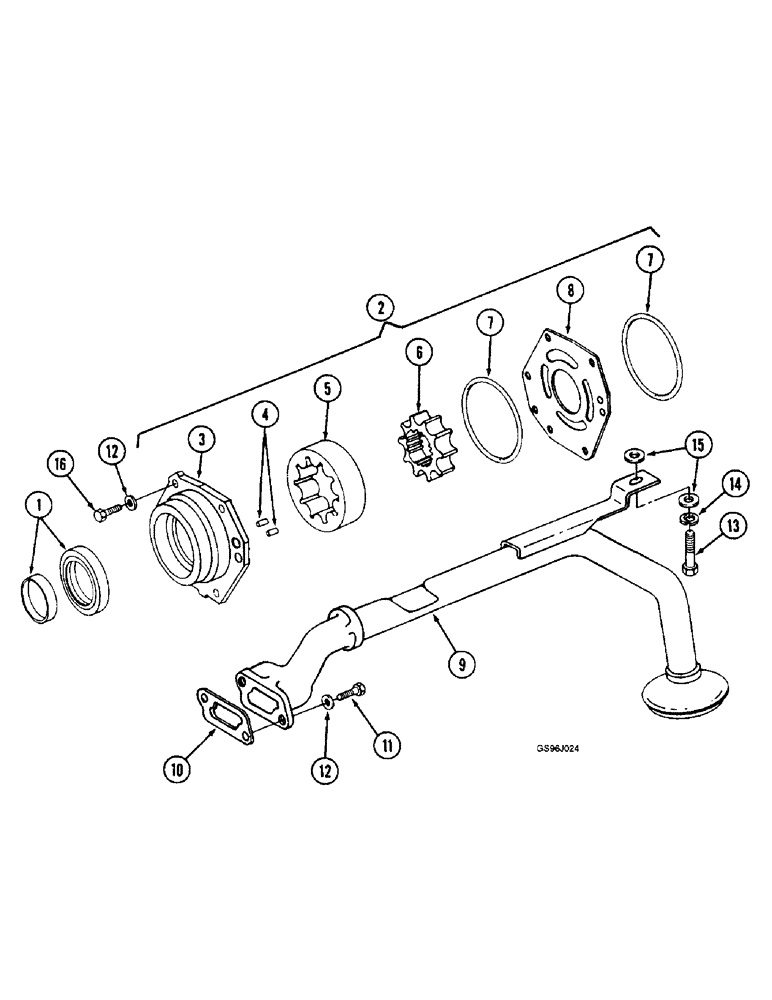 Схема запчастей Case IH 1660 - (2-46) - OIL PUMP AND INLET TUBE, DT466B ENGINE (01) - ENGINE