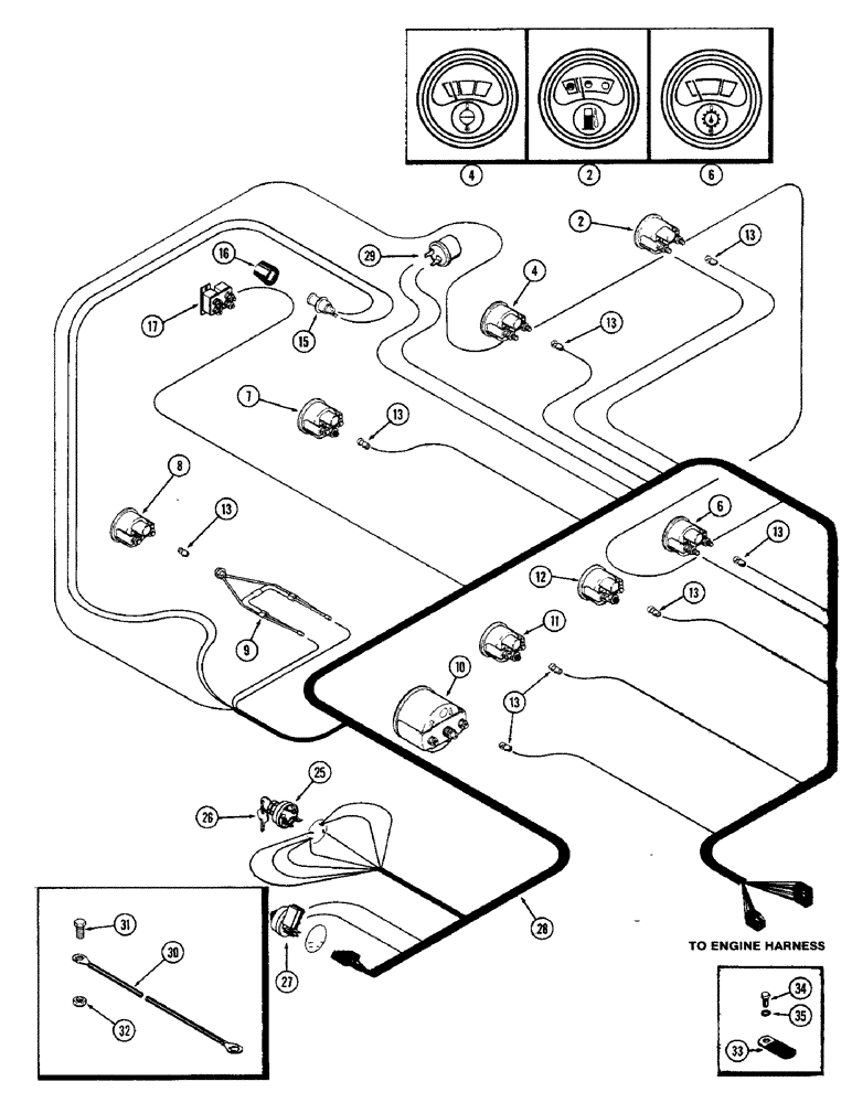 Схема запчастей Case IH 1370 - (074) - INSTRUMENTS AND WIRING, USED PRIOR TO P.I.N. 8753831 (04) - ELECTRICAL SYSTEMS