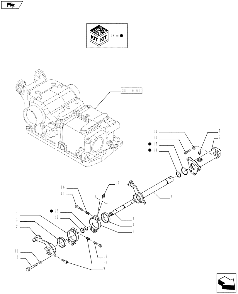 Схема запчастей Case IH FARMALL 75C - (35.110.01[03]) - HYDRAULIC LIFT CONTROLS - SHAFT AND LEVERS (35) - HYDRAULIC SYSTEMS