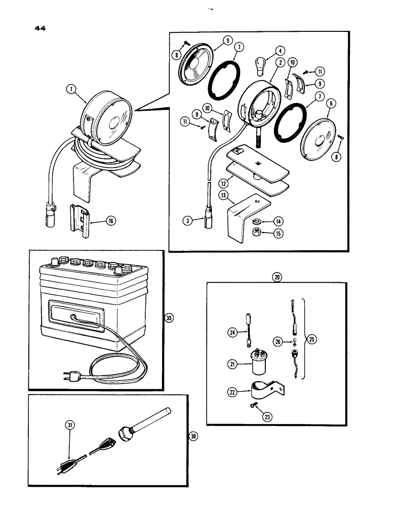 Схема запчастей Case IH 1030 - (044) - ELECTRICAL ACCESSORIES, WARNING LAMP (04) - ELECTRICAL SYSTEMS