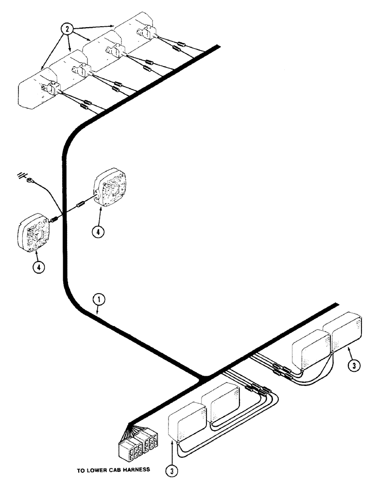 Схема запчастей Case IH 2096 - (4-070) - FOUR POST ROPS WIRING (04) - ELECTRICAL SYSTEMS