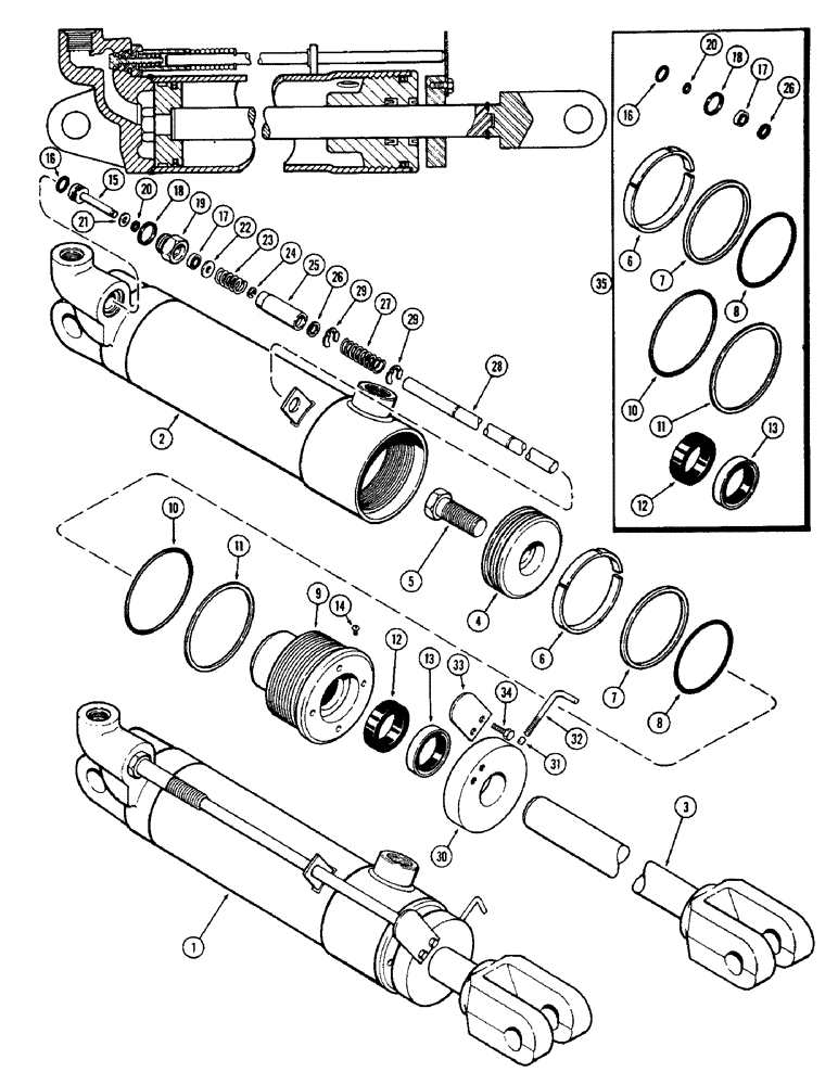 Схема запчастей Case IH 1370 - (232) - 3-1/4 X 8 REMOTE HYDRAULIC CYLINDER (09) - CHASSIS/ATTACHMENTS