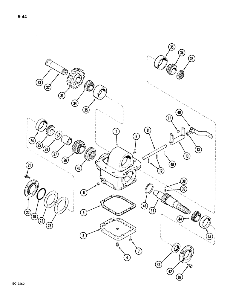 Схема запчастей Case IH 1896 - (6-44) - TRANSFER GEARBOX, MFD TRACTORS (06) - POWER TRAIN