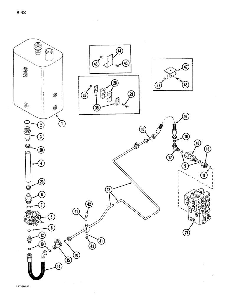 Схема запчастей Case IH 1680 - (8-042) - HEADER LIFT SUPPLY SYSTEM, P.I.N. JJC0047918 THROUGH JJC0117059 (07) - HYDRAULICS