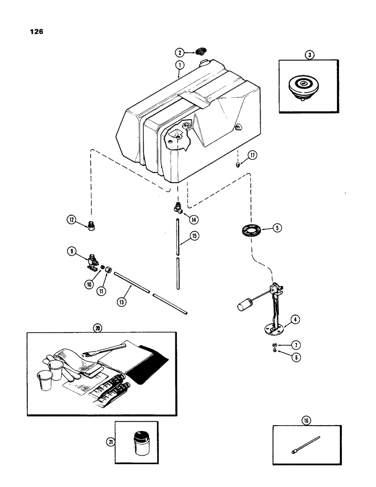 Схема запчастей Case IH 970 - (126) - FUEL TANK AND LINES, (377B) SPARK IGNITION ENGINE, NYLON MATERIAL (03) - FUEL SYSTEM