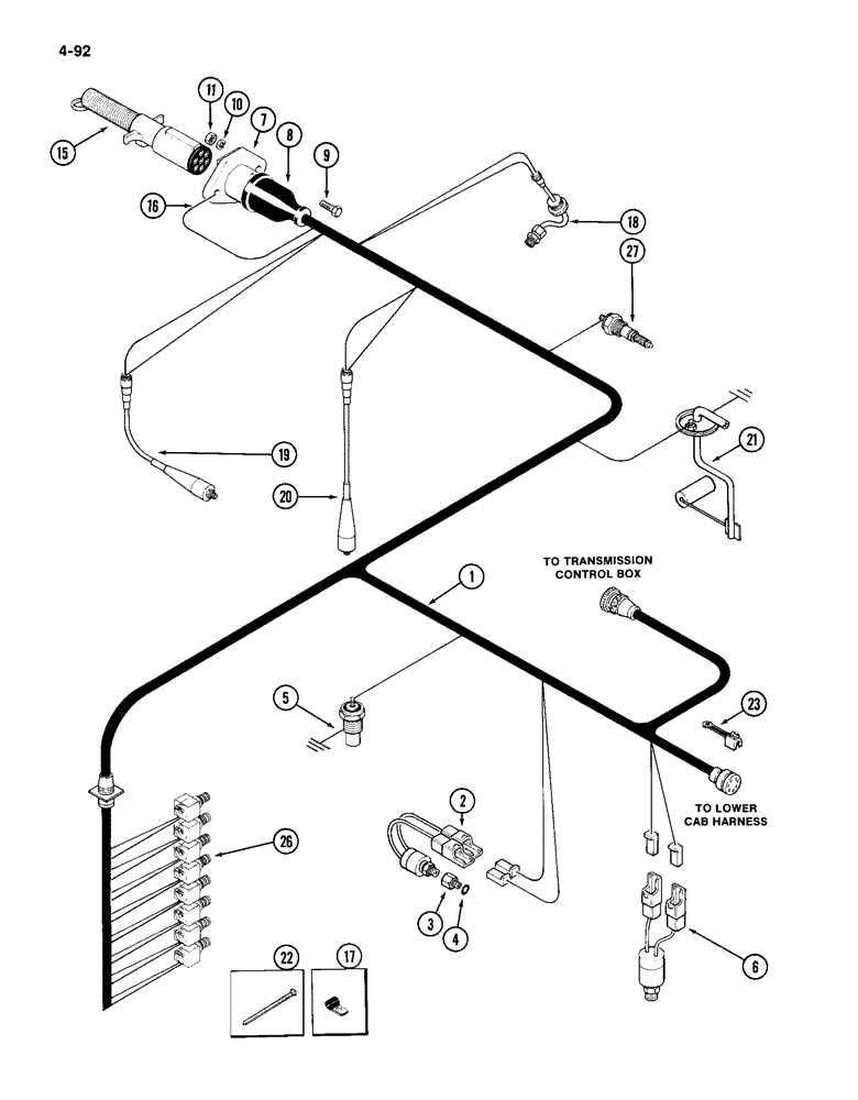 Схема запчастей Case IH 4994 - (4-092) - TRANSMISSION HARNESS (04) - ELECTRICAL SYSTEMS