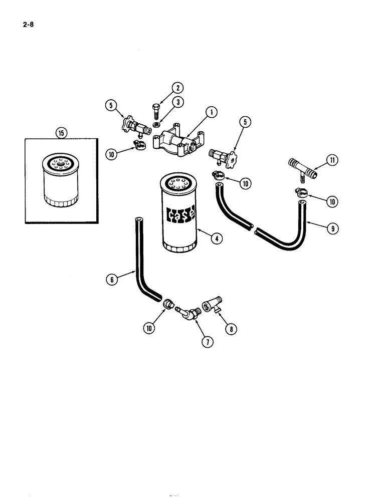 Схема запчастей Case IH 4490 - (2-008) - WATER FILTER KIT, 504BDT DIESEL ENGINE (02) - ENGINE