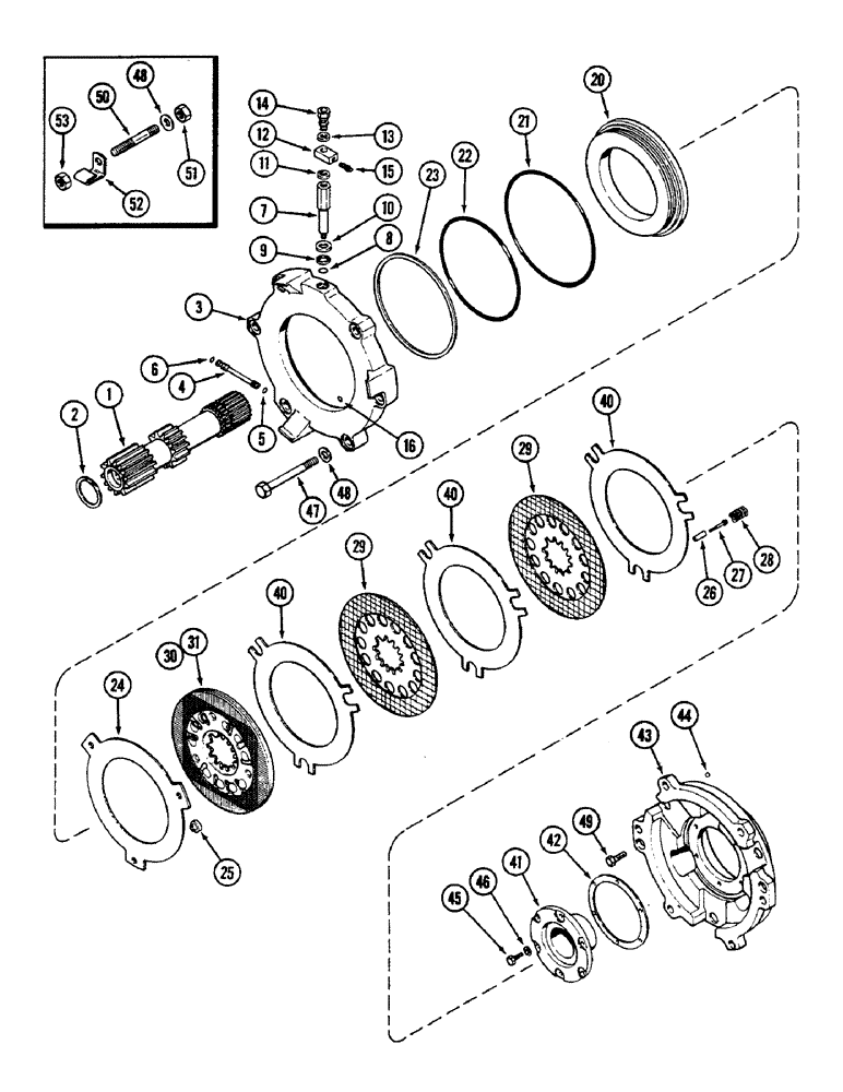 Схема запчастей Case IH 2290 - (6-288) - DIFFERENTIAL ASSEMBLY, SHAFT AND BRAKE (06) - POWER TRAIN