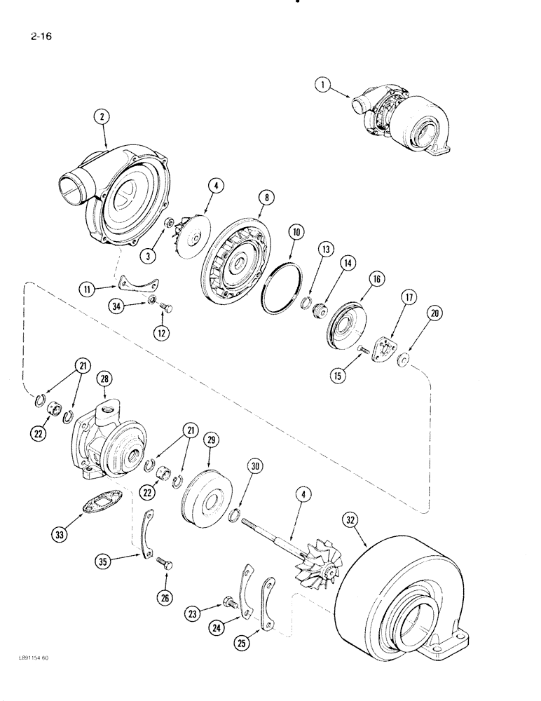 Схема запчастей Case IH 2096 - (2-016) - TURBOCHARGER, 6TA-590 ENGINE (02) - ENGINE