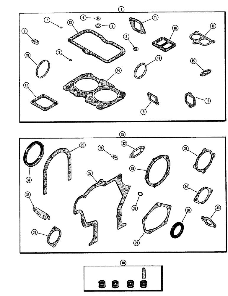 Схема запчастей Case IH 2590 - (2-52) - ENGINE GASKET KITS, 504BDT, DIESEL ENGINE, VALVE GRIND (02) - ENGINE