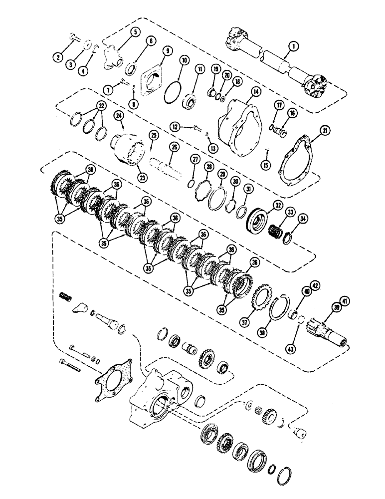 Схема запчастей Case IH 2470 - (274) - PTO INPUT AND OUTPUT SHAFTS AND CLUTCH (06) - POWER TRAIN