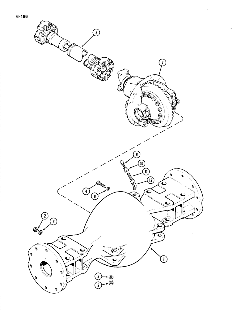 Схема запчастей Case IH 4894 - (6-186) - FRONT AXLE AND DIFFERENTIAL HOUSING PRIOR TO P.I.N. 8865170 (06) - POWER TRAIN