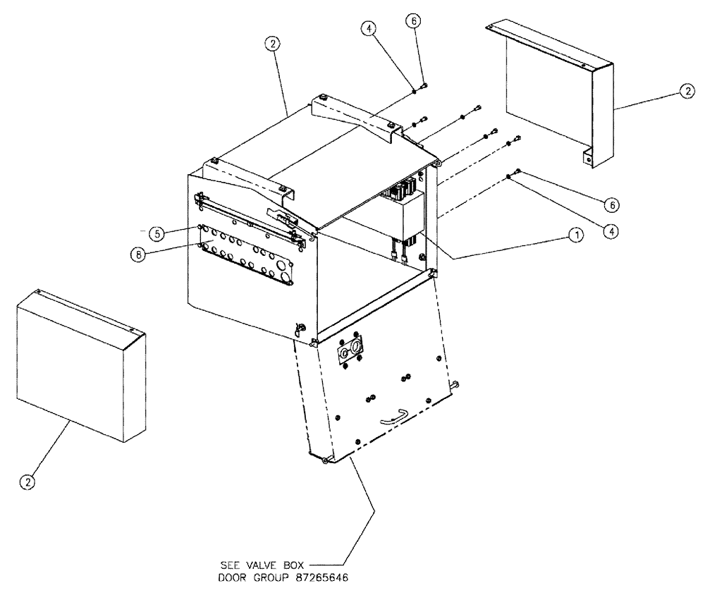 Схема запчастей Case IH 810 - (02-036) - VALVE BOX GROUP, DOUBLE BIN Bin Group