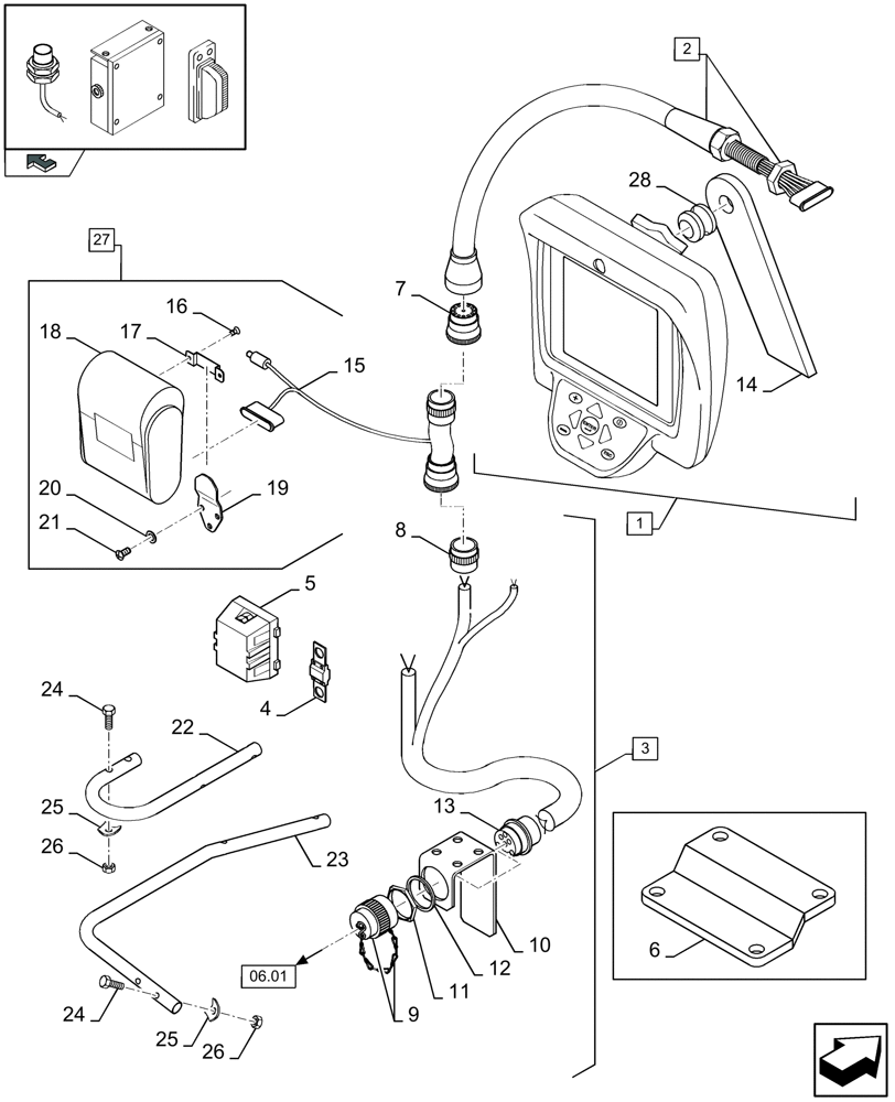 Схема запчастей Case IH LBX332R - (06.06[01]) - MONITOR, INFO VIEW (06) - ELECTRICAL SYSTEMS