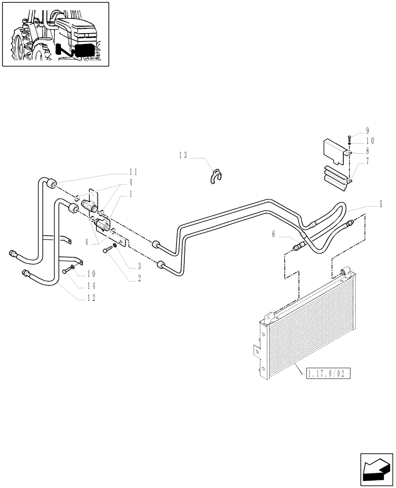 Схема запчастей Case IH MAXXUM 140 - (1.29.7/03[01]) - TRANSMISSION 24X24 HI-LO - OIL COOLER PIPES (03) - TRANSMISSION