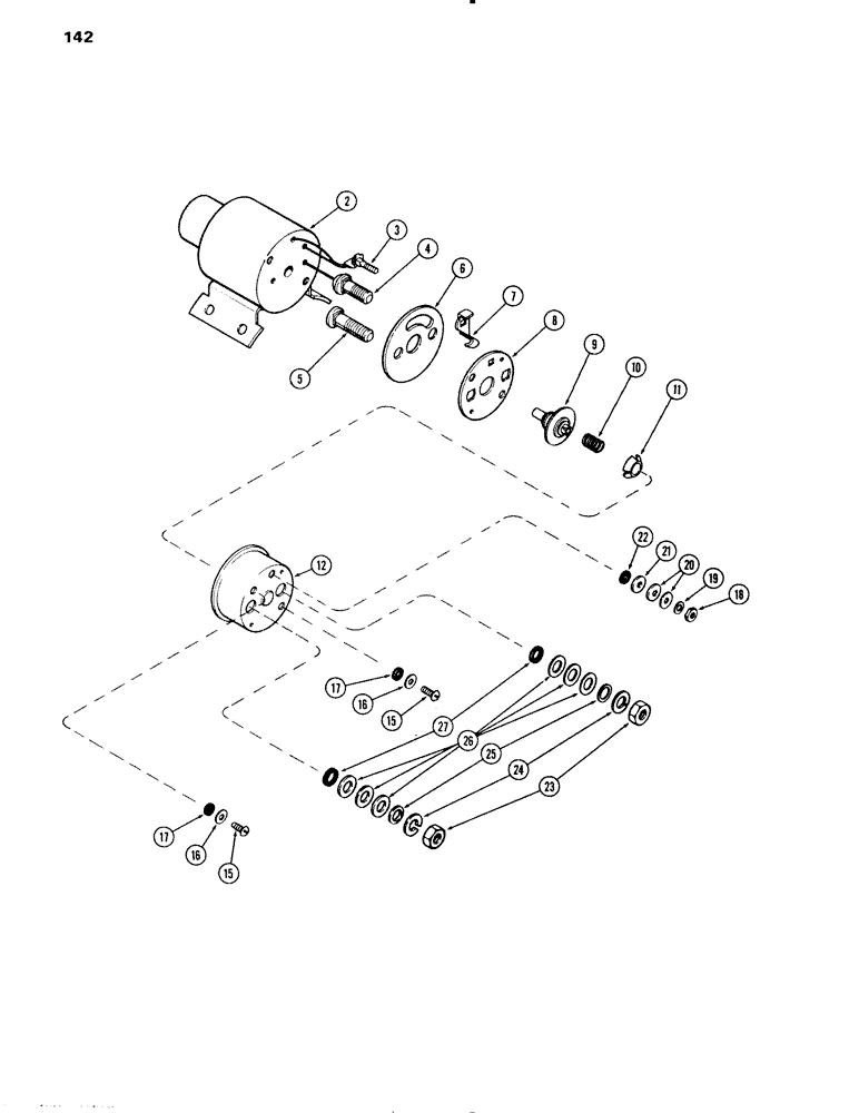 Схема запчастей Case IH 451BD - (142) - SOLENOID, 12 VOLT, USED WITH STARTER A64907 (04) - ELECTRICAL SYSTEMS