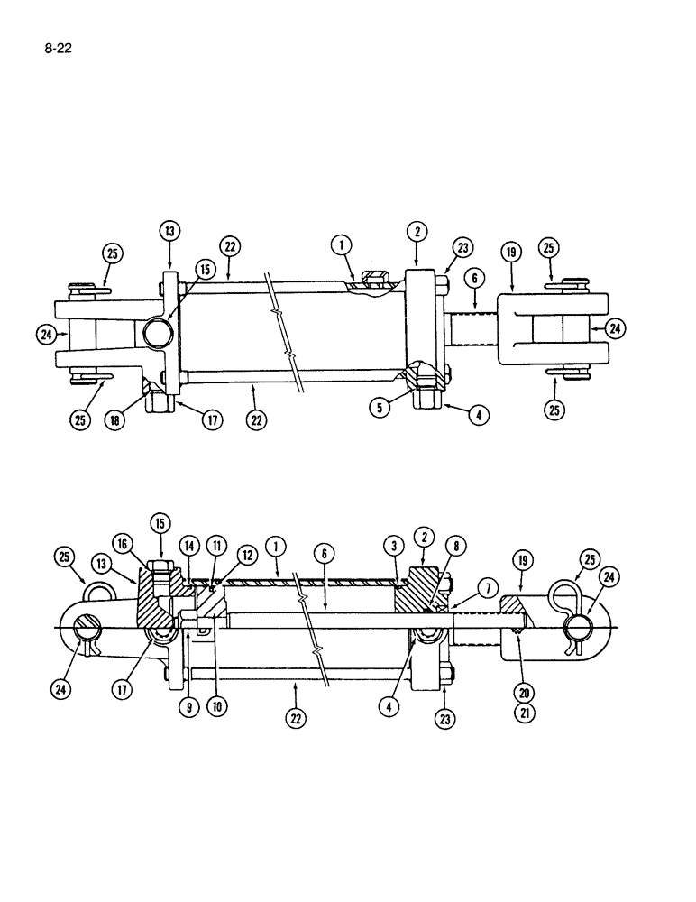 Схема запчастей Case IH 365 - (8-22) - HYDRAULIC CYLINDER, 3-1/2 ID X 8 INCH STROKE (08) - HYDRAULICS