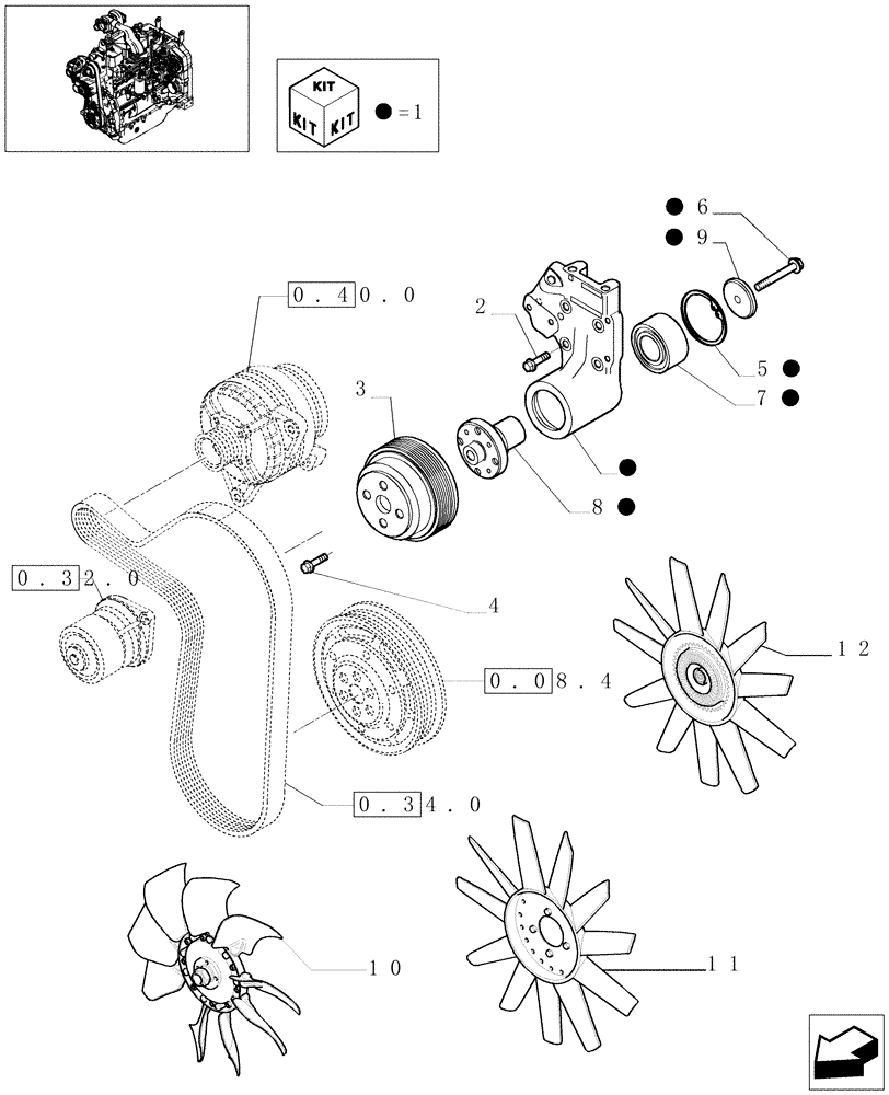 Схема запчастей Case IH JX1095C - (0.34.5) - FAN DRIVE (01) - ENGINE