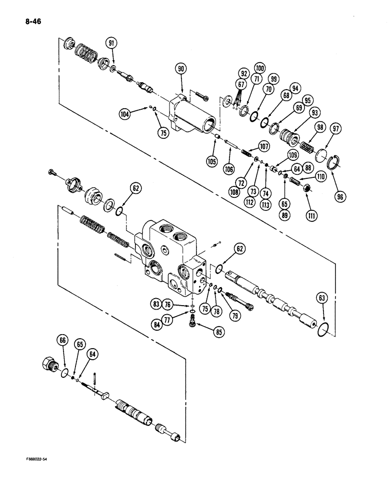 Схема запчастей Case IH 9150 - (8-46) - HYDRAULIC REMOTE VALVE SECTION, FIRST, SECOND, THIRD AND FOURTH WITH FLOAT, (CONT) (08) - HYDRAULICS