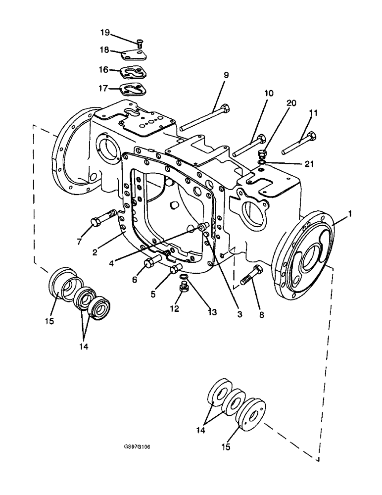 Схема запчастей Case IH 1210 - (9-020) - REAR AXLE HOUSING AND COVERS (09) - CHASSIS/ATTACHMENTS