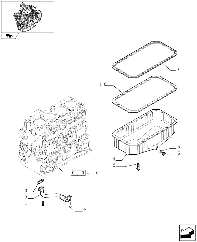 Схема запчастей Case IH F4GE9484A J600 - (0.04.2) - ENGINE OIL SUMP (2853047) 