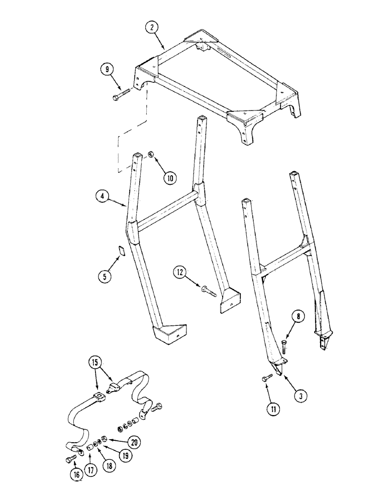 Схема запчастей Case IH 1294 - (9-332) - 4 POST ROLL OVER PROTECTIVE STRUCTURE, NORTH AMERICA ONLY (09) - CHASSIS/ATTACHMENTS