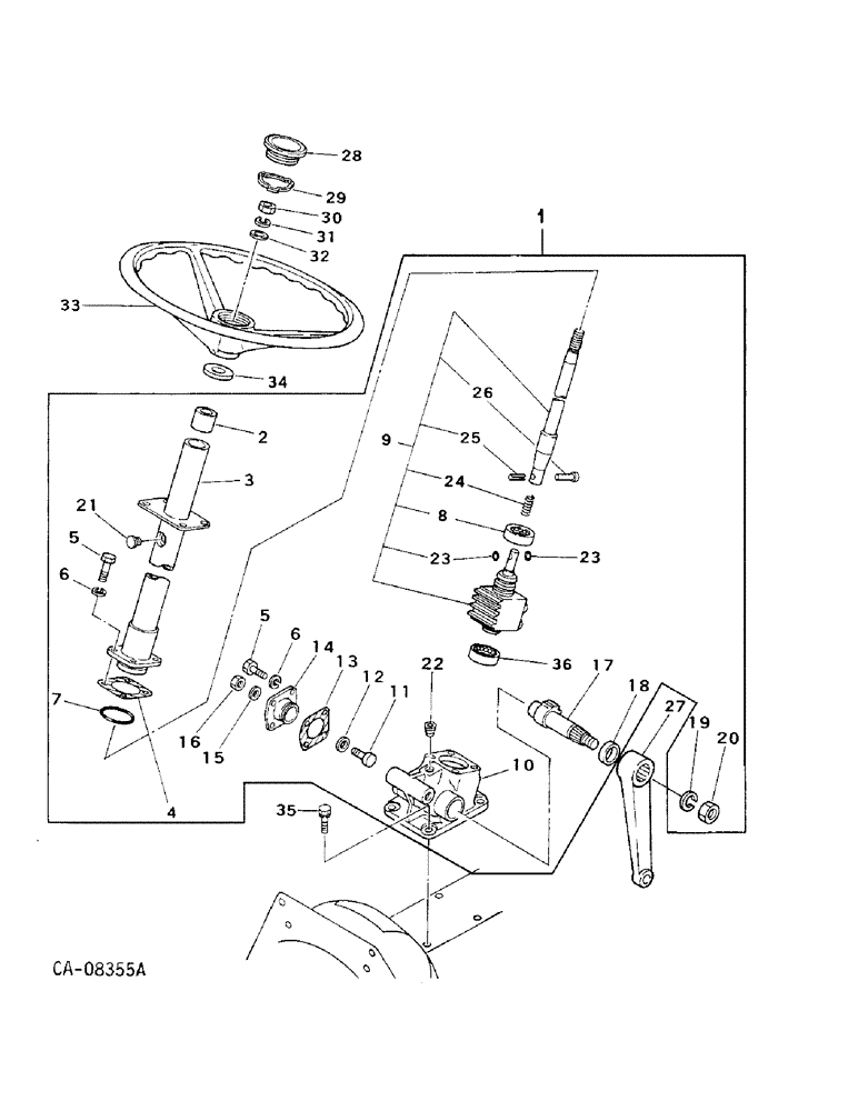 Схема запчастей Case IH 254 - (05-03) - STEERING, STEERING GEAR, STEERING WHEEL, PITMAN ARM & CONNECTIONS, 244 AND 254 WITH MANUAL STEERING (04) - STEERING