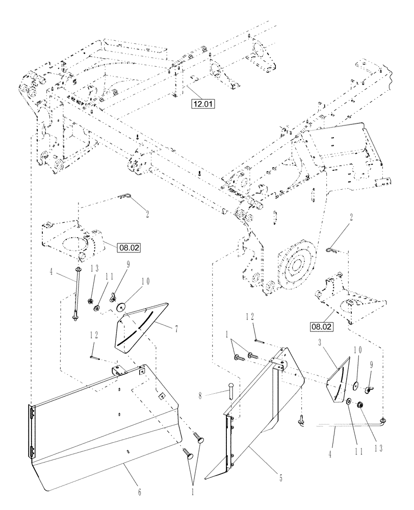 Схема запчастей Case IH WDX1202S - (08.04) - WINDROW SHIELDING (08) - SHEET METAL