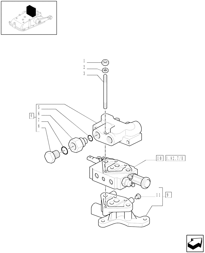 Схема запчастей Case IH JX1060C - (1.82.7[05]) - SIMPLE DOUBLE EFFECT DISTRIBUTOR - D5484 (07) - HYDRAULIC SYSTEM