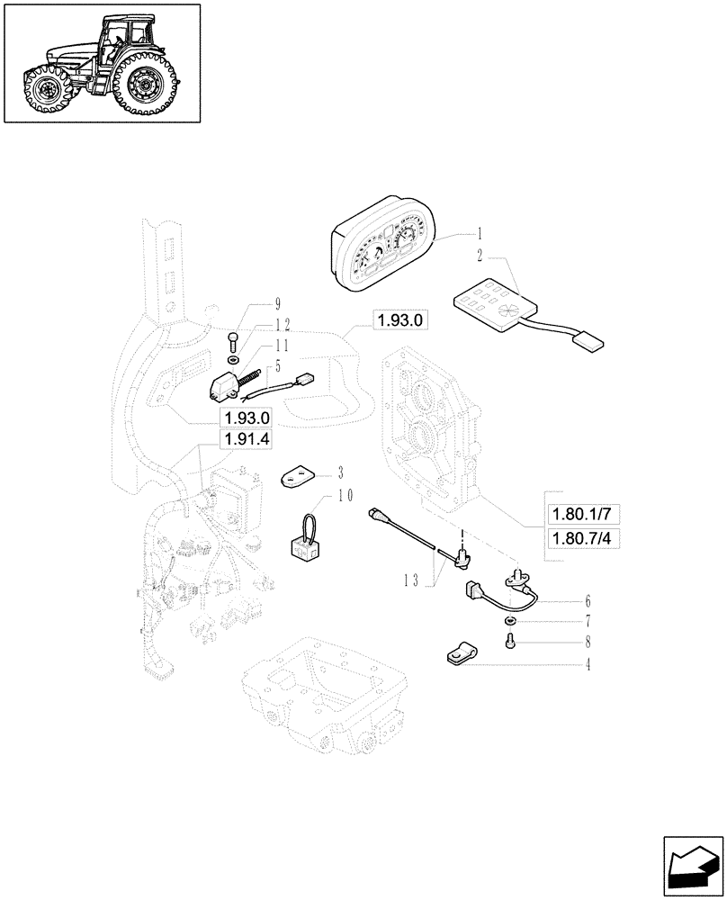 Схема запчастей Case IH JX1080U - (1.75.0/05) - (VAR.746/1) DIGITAL UNIT FOR HYDR. P.T.O. (POWER-SHUTTLE) (06) - ELECTRICAL SYSTEMS