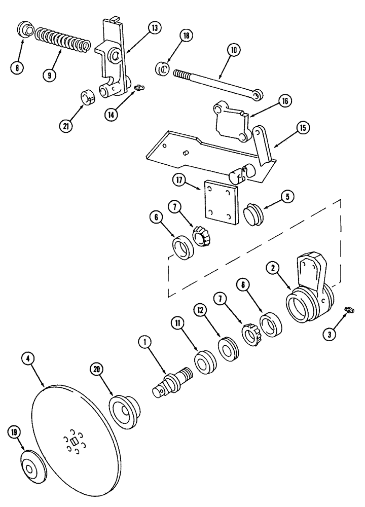 Схема запчастей Case IH 800 - (9-16) - ROLLING COLTER, CUSHION SPRING TYPE WITH BENT STANDARD (09) - CHASSIS/ATTACHMENTS