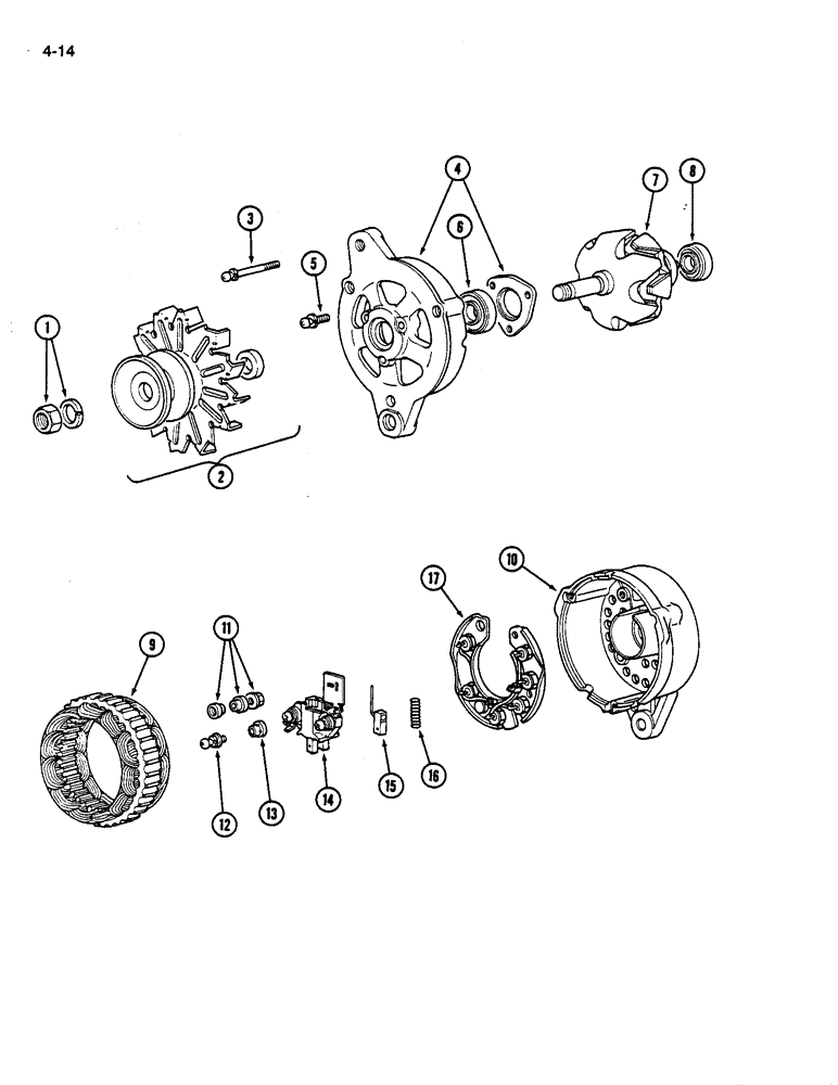 Схема запчастей Case IH 245 - (4-14) - ALTERNATOR (04) - ELECTRICAL SYSTEMS