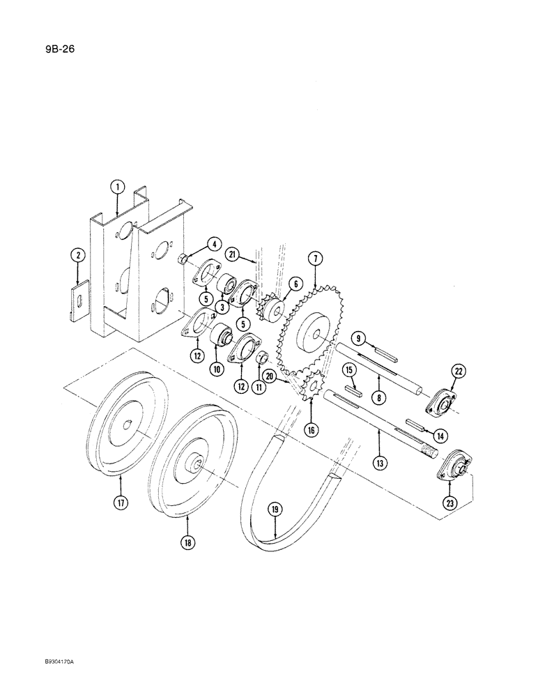 Схема запчастей Case IH 1250 - (9B-26) - SIDE DRIVE, 1250 MACHINES, PRIOR TO P.I.N. 7001 (09) - CHASSIS ATTACHMENTS