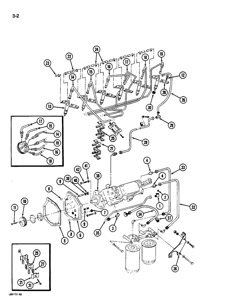 Схема запчастей Case IH 1822 - (3-02) - FUEL INJECTION SYSTEM AND PUMP, D466 DIESEL ENGINE (02) - FUEL SYSTEM